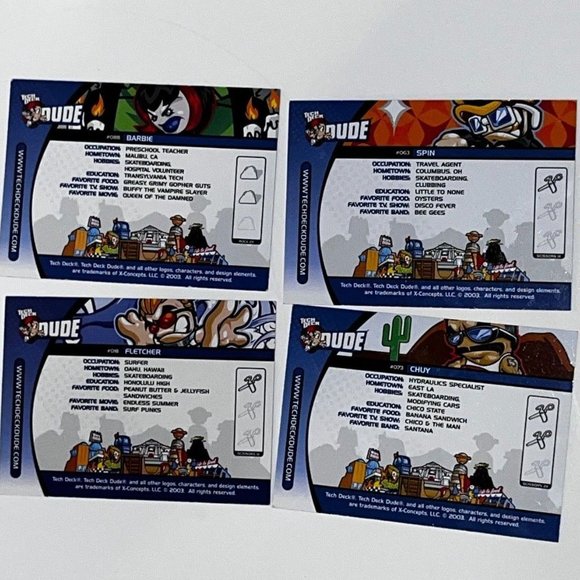 *RARE* Official Tech Deck Dudes Vintage 2003 Collector Trading Cards (Lot of 4) - Picture 3 of 3